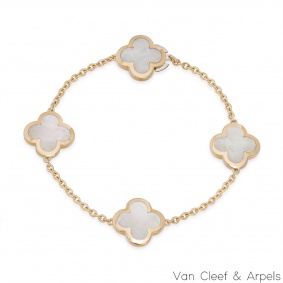 Van Cleef & Arpels Yellow Gold Mother of Pearl Pure Alhambra Bracelet VCARA36300